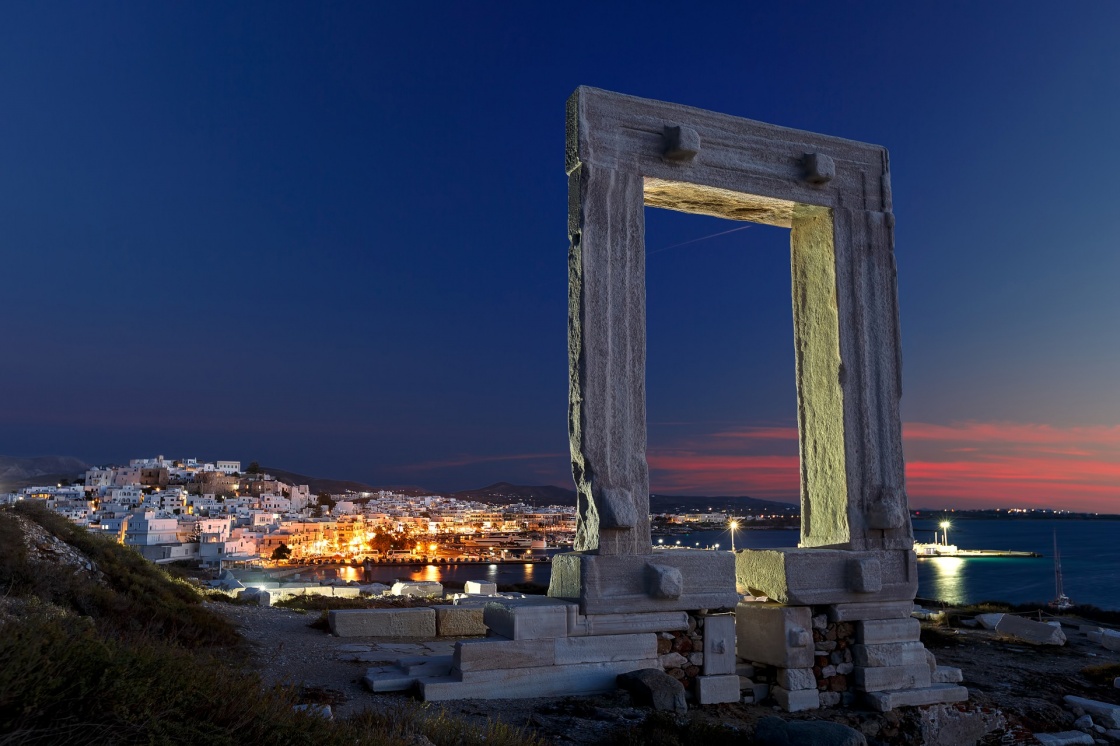 Ancient entrance to Apollo temple, Portara, Naxos island, Greece